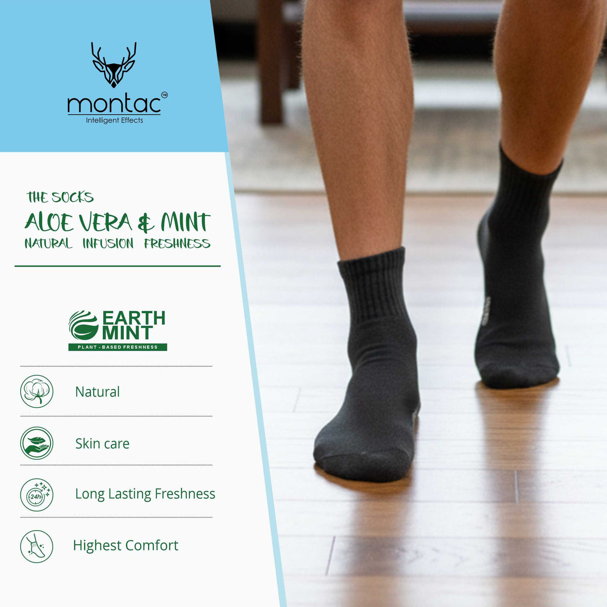 Montac Ankle Socks (Aloe Vera & Mint)